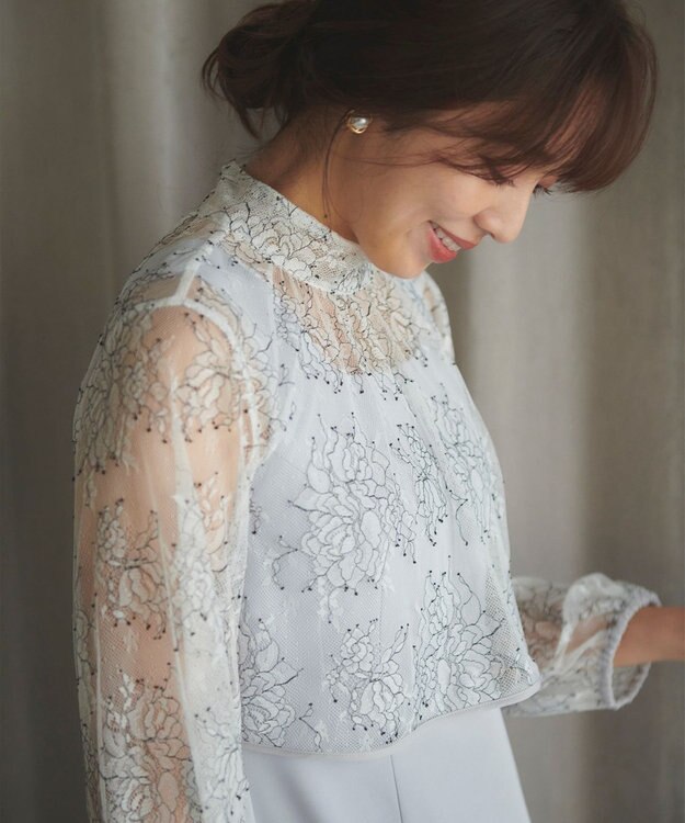 Feroux 【2WAY・セットアイテム】レースブラウス×ジャンパースカートセット スカイブルー系