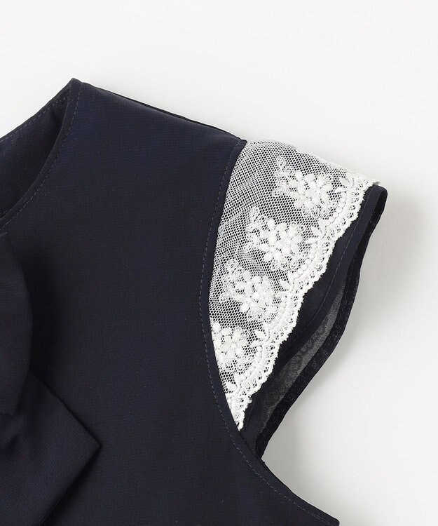 ANY KIDS シフォン プリーツ ワンピース ネイビー