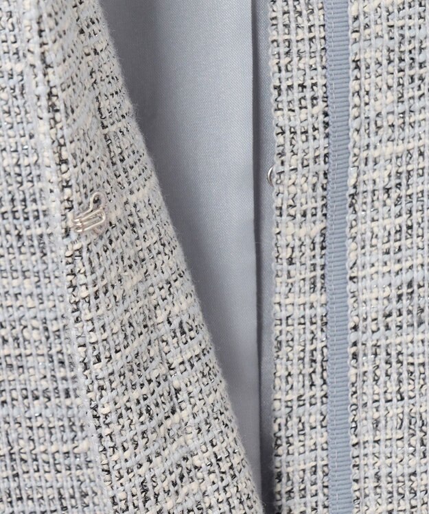 ANY SIS L 【洗える】ライトストレッチ ツイード ジャケット グレーシャンブレー