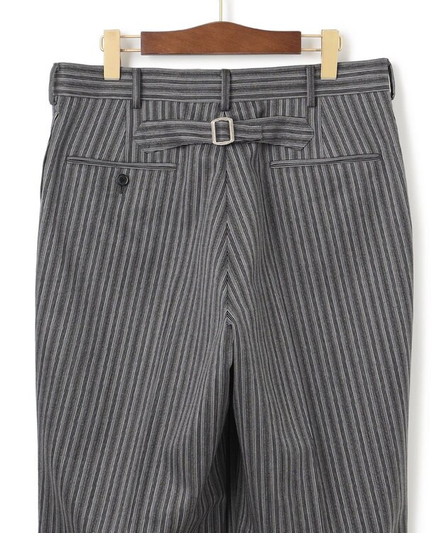 J.PRESS MEN 【J.PRESS ORIGINALS】Dark Pinstripe Wool New Piped Stem Slacks / Big Back Belt ライトグレー系1