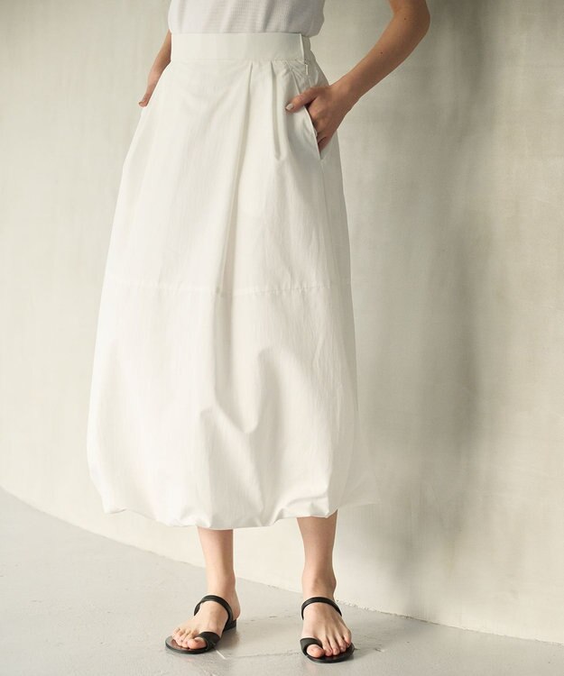 #Newans 【撥水】ソフトボリュームバルーンスカート ホワイト