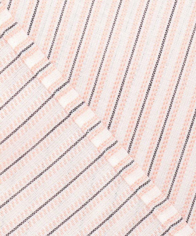 J.PRESS LADIES 【洗える・接触冷感】ドビー強撚ストライプ スキッパー ブラウス オフ×ピンク×ネイビー系