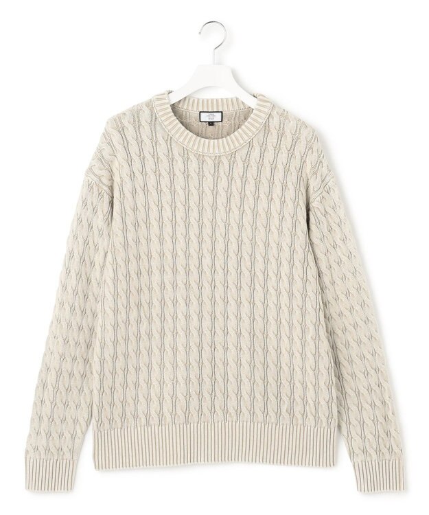 J.PRESS YORK STREET 【UNISEX】ピグメントコットン ケーブルニット ベージュ系