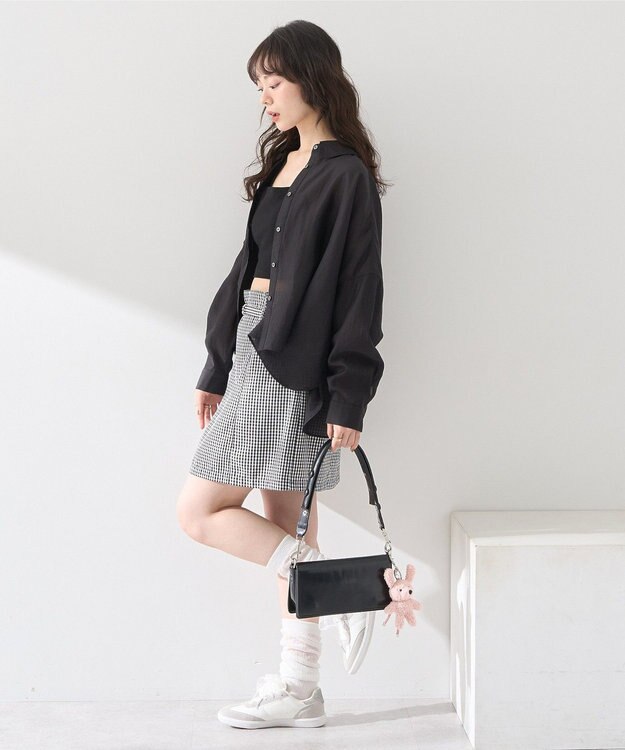 earth music&ecology ワイドシルエットシアーシャツ Black