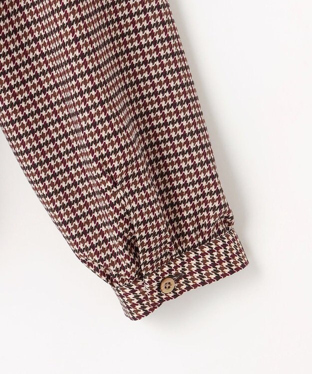 J.PRESS LADIES デシンハウンドトゥースプリント ブラウス ブラウン系