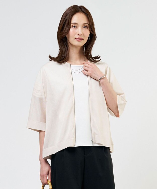 J.PRESS LADIES SHEER LIGHT KNIT ブルゾン グレージュ系