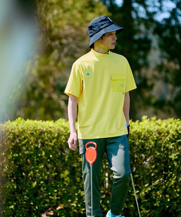 PW CIRCULUS 【UV遮蔽率99.5%  UVカット/速乾/ストレッチ】【GOLF OUT掲載】【MEN】ポケットモックT  ゴルフ イエロー系