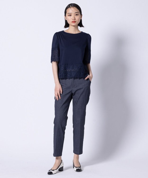 TOCCA FLOWER PATTERN LACE トップス ネイビー系