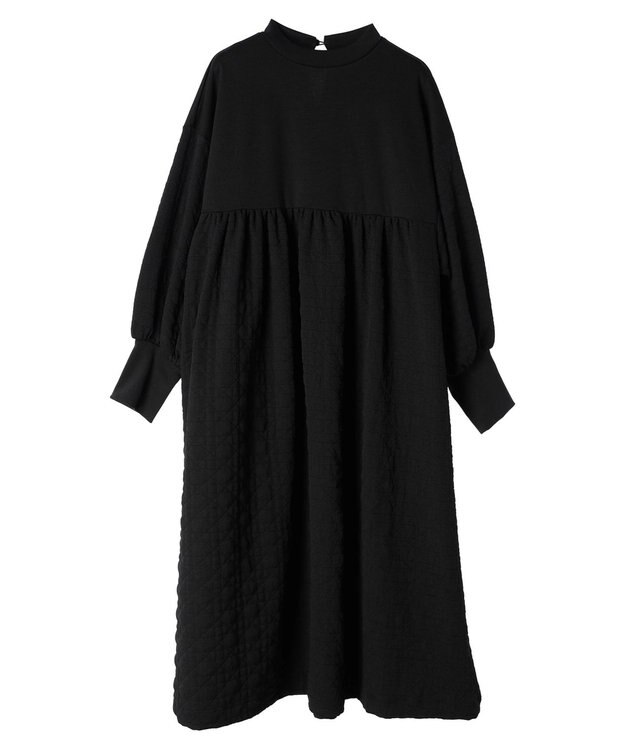 Green Parks armonia．異素材切替ワンピース Black