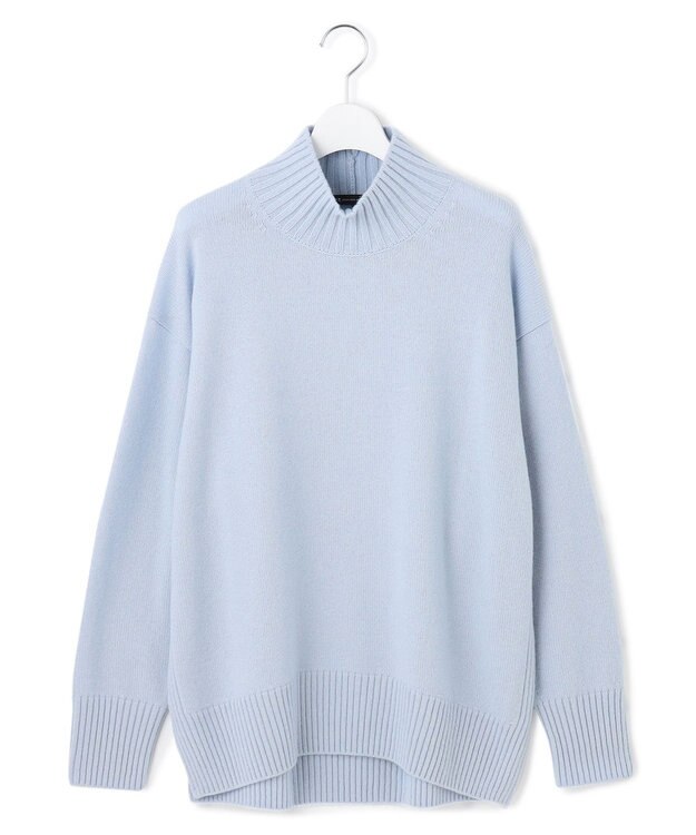 23区 【洗える】カシミヤブレンド ハイネック ニット サックスブルー系