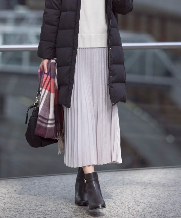 J.PRESS LADIES 【洗える】マロンサテン プリーツ スカート ベージュ系