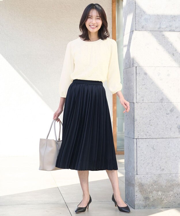 ANY 【洗える・ウエストゴム】セレモニープリーツスカート ネイビー系