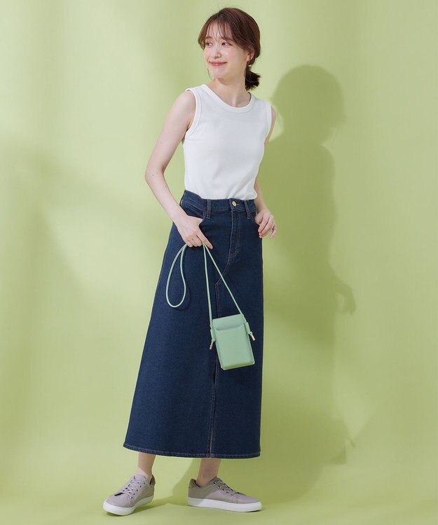 ANY 【洗濯機可能/ストレッチ】フロントスリットデニムスカート インディゴ