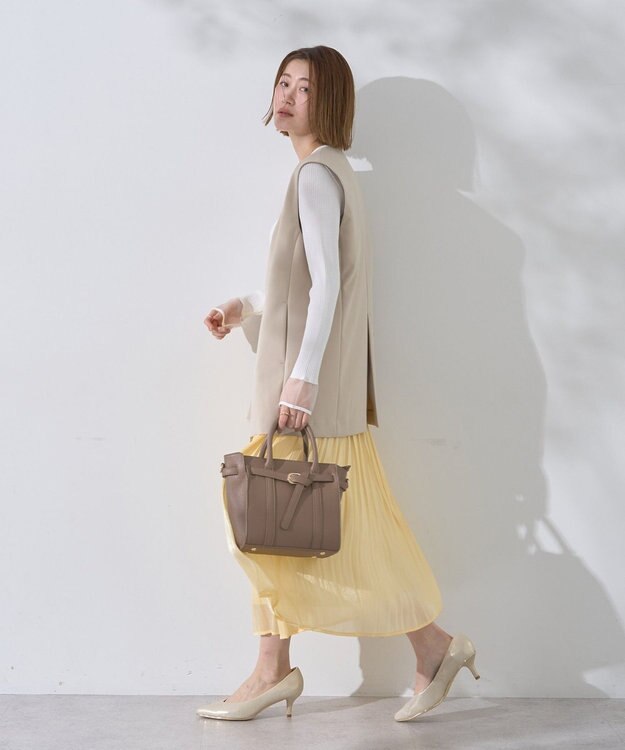 YECCA VECCA シャイニーサテンプリーツスカート Yellow