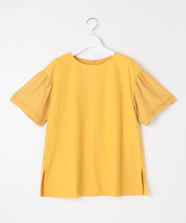 自由区 【WEB限定カラーあり】【UVカット・吸水速乾・洗える】ツイストプレーンラッフルスリーブ カットソー マスタード