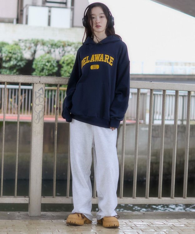 WEGO 【ユニセックス着用ITEM/SMLサイズ展開】グラフィックロゴプルパーカー ネイビー