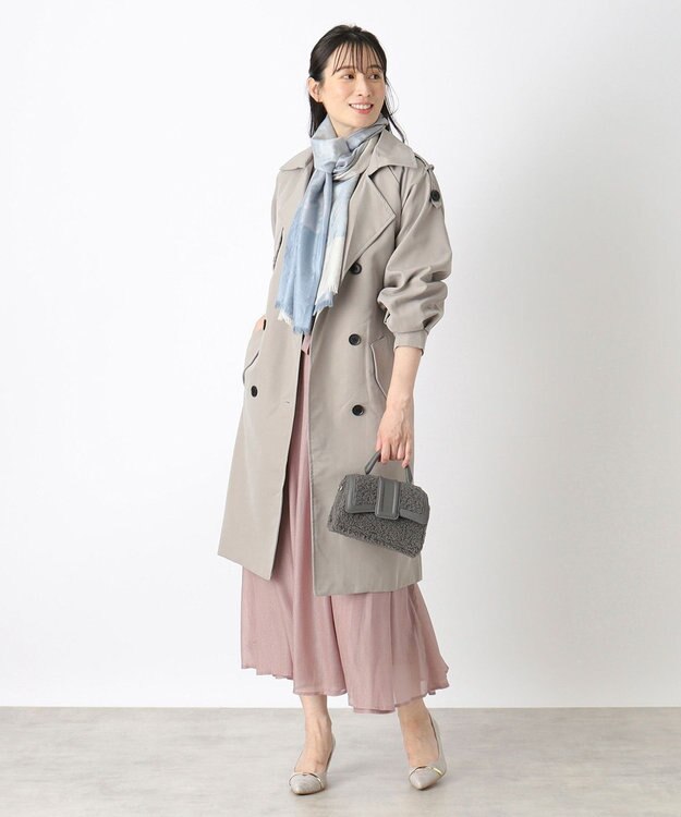 MOONBAT FURLA シルクカシミヤジャカードストール／幅55cm サックスブルー