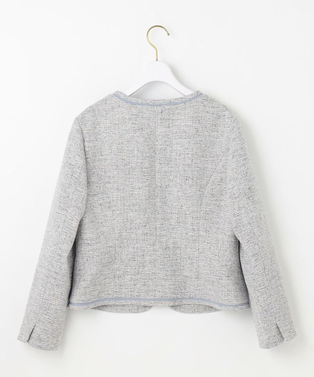 ANY SIS L 【洗える】ライトストレッチ ツイード ジャケット グレーシャンブレー