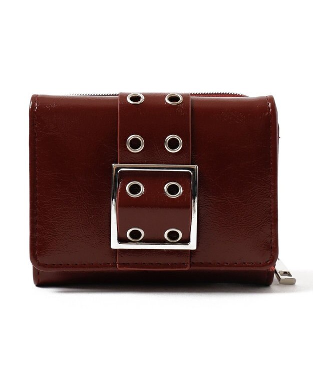 WEGO ハトメベルトフラップウォレット ワイン