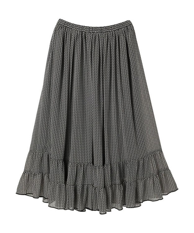 AMERICAN HOLIC 幾何学柄裾ティアードスカート Black