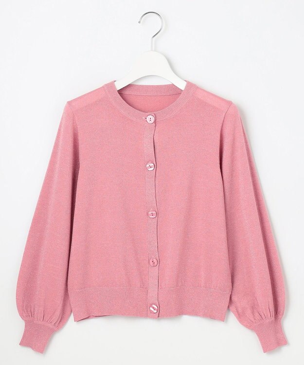 Feroux 【洗える】ラメニットカーディガン ピンク系