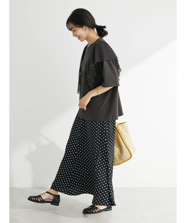 Green Parks ・ＳＵＧＡＲ　ＳＰＯＯＮ　カレッジｐｔラッフルＴシャツ Charcoal Gray