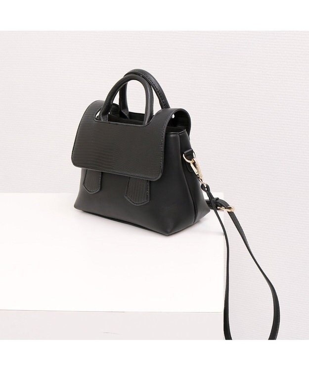 UNBILLION 【テレビ ドラマ着用アイテム】カシュカシュ cachecache / クロコダイル風フラップ2wayミニボストン ブラック