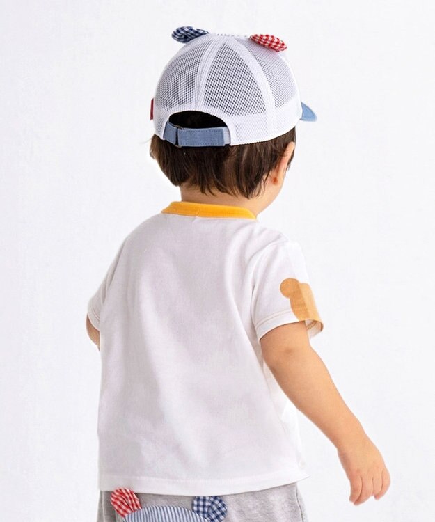 MIKI HOUSE HOT BISCUITS 【70-110cm】 ショルダーベア 半袖Tシャツ 白