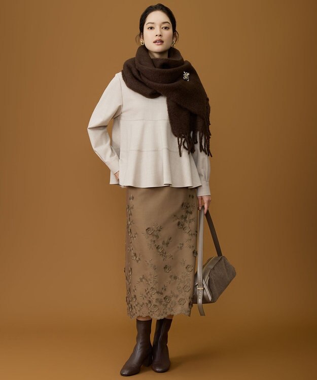 自由区 S 【SHIHOさん着用】エンブロイダリー スカート モカ