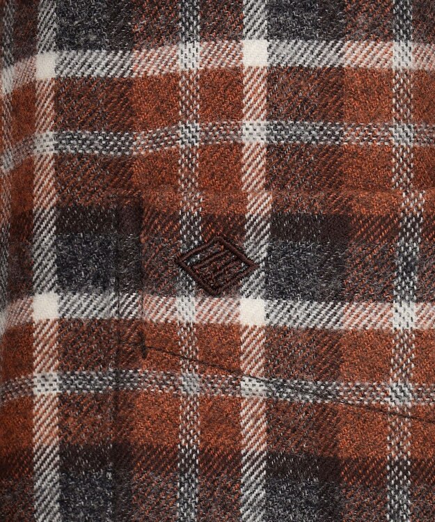 JOSEPH ABBOUD 【オーガニックコットン】スモールチェック フランネルシャツ オレンジ系3