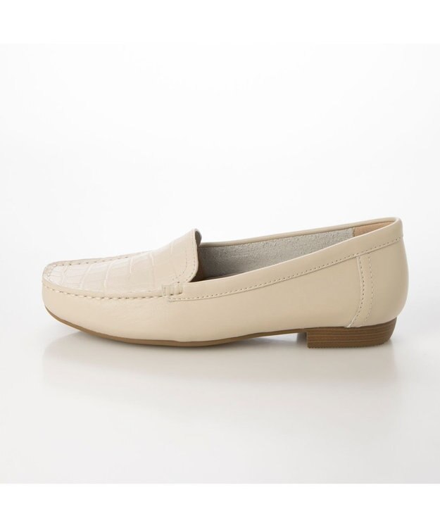 ing 【３E】【サスティナブル】モカシューズ アイボリーカタオシ