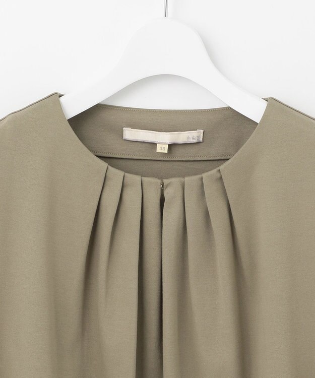 自由区 【洗える】エンブロイダリー チュニック丈カットソー カーキ系