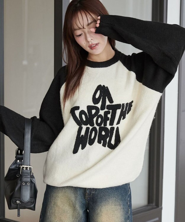 WEGO フラッフィーグラフィックBIGニットプルオーバー 柄7