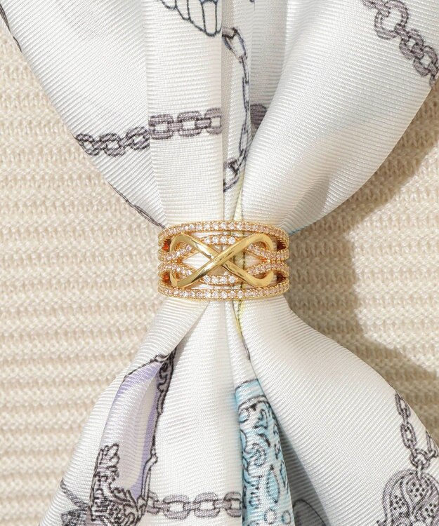 MOONBAT Luna Luce(ルナルーチェ)スカーフリング Pave Setting パヴェセット お手持ちのスカーフを通すだけ ギフト ゴールド