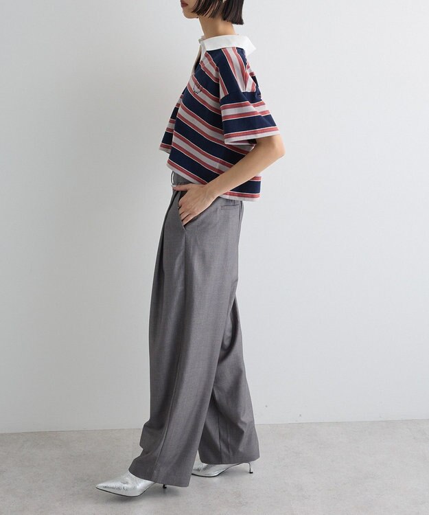 Green Parks エムブレム刺繍ショートボーダーカットソー Navy