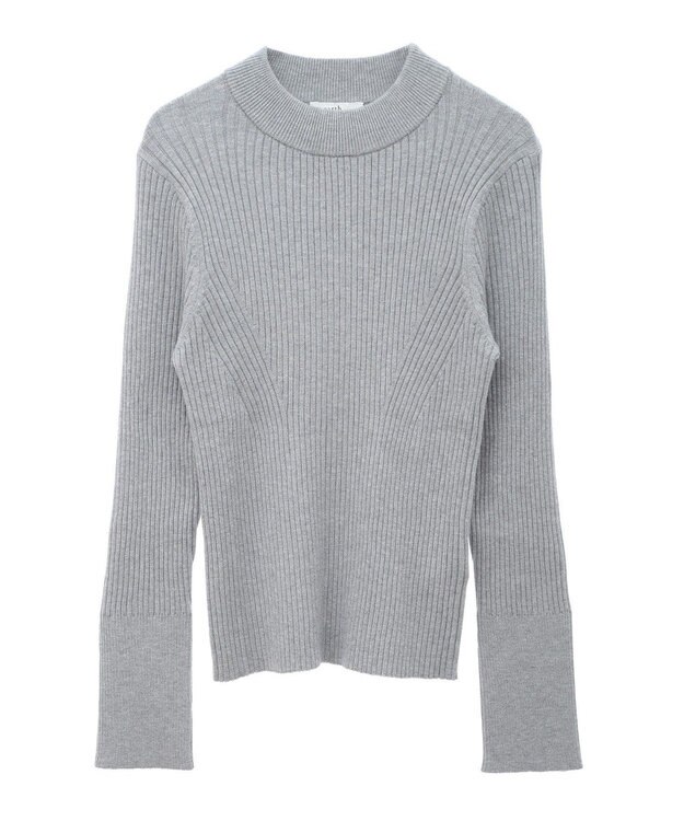 earth music&ecology スリーブ釦ニットプルオーバー Gray Mixture