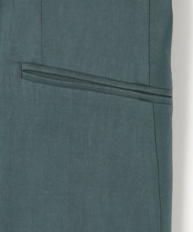 23区 S 【洗える】リネンレーヨンストレッチ ダブル ジャケット ダークグリーン系