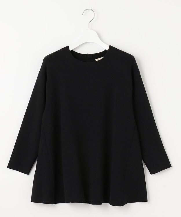 自由区 【洗える】レーヨンポリエステルスムース ペプラムニット ミッドナイト