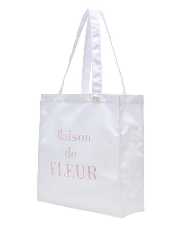Maison de FLEUR ブランドロゴ発泡プリントスクエアトート Off White