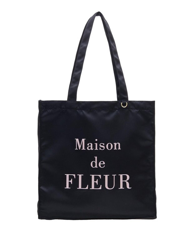 Maison de FLEUR ブランドロゴ発泡プリントスクエアトート Black