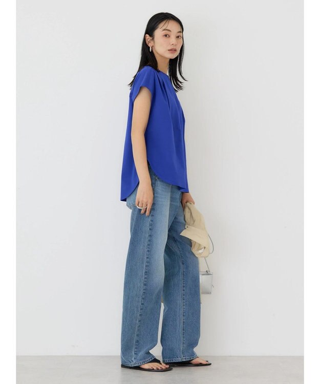 AMERICAN HOLIC 接触冷感フレンチスリーブタックポンチプルオーバー Blue