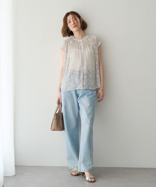 YECCA VECCA シアードット柄ブラウス Off White