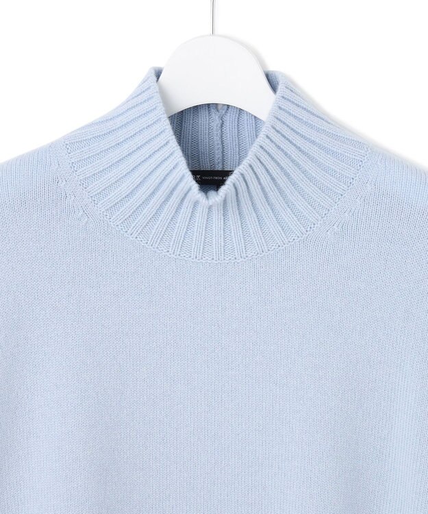 23区 S 【洗える】カシミヤブレンド ハイネック ニット サックスブルー系