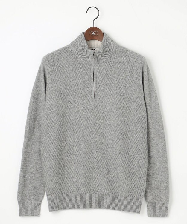 JOSEPH ABBOUD カシミヤブレンド ハイネック ZIP プルオーバーニット ライトグレー系