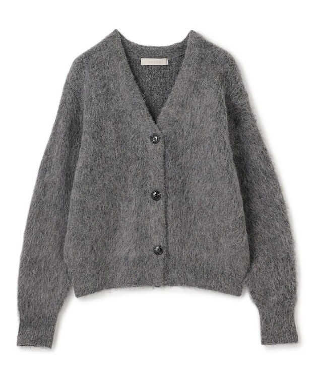 UNFILO アルパカシャギー Vネックカーディガン チャコール