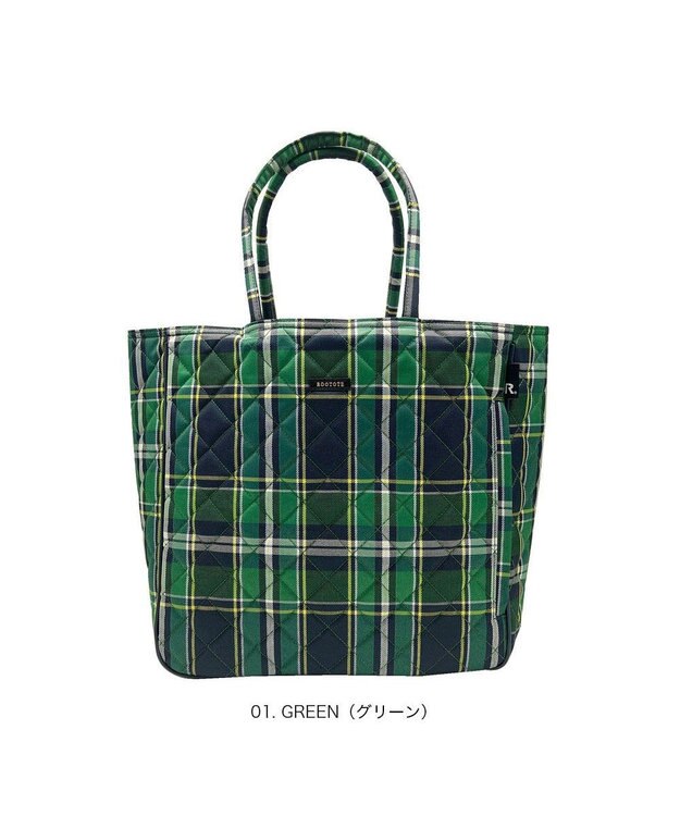 ROOTOTE 3619【自立・A4収納】EU.ミディアム.チェックキルト-C 01：グリーン