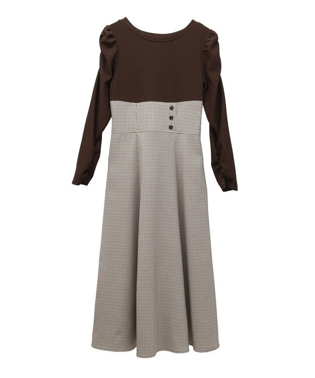 earth music&ecology リブカットソードッキングワンピース Brown