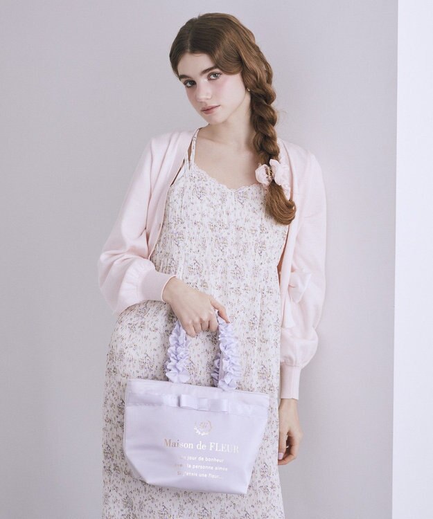 Maison de FLEUR ブランドロゴフリルハンドルトートSバッグ Lavender