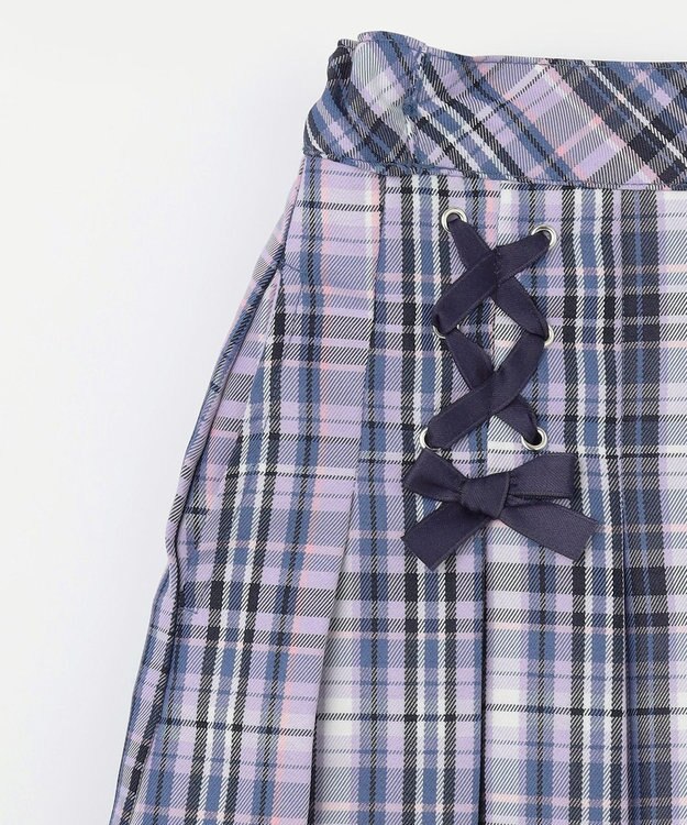 ANY KIDS チェック柄 ガーリー スカパン ブルー系