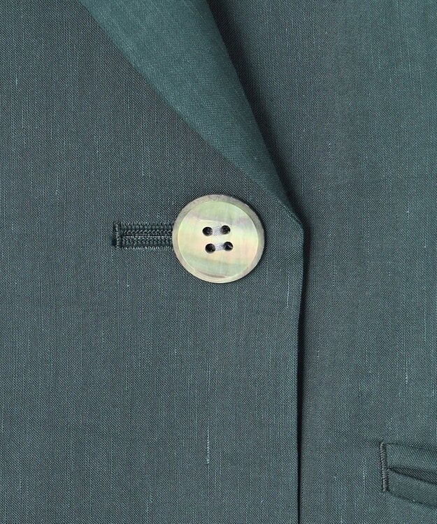 23区 S 【洗える】リネンレーヨンストレッチ ダブル ジャケット ダークグリーン系
